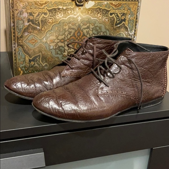 Balenciaga Shoes - Brown leather Balenciaga booties flat 41 (10) tie